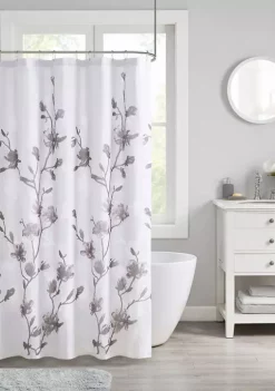 Best Pirce 🔥 Madison Park Magnolia Floral Printed Burnout Shower Curtain 🥰 -Madison Park Shop Belk 1003
