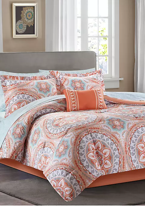 Budget 🧨 Madison Park Essentials Serenity Complete Comforter Set - Coral ⭐ 1 Budget 🧨 Madison Park Essentials Serenity Complete Comforter Set - Coral ⭐