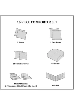 Discount ⭐ Madison Park Essentials Zara 16 Piece Jacquard Complete Bedding Set with 2 Sheet Sets 😍 -Madison Park Shop Belk 1138