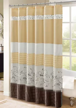 Hot Sale 👍 Madison Park Serene Faux Silk Embroidered Floral Shower Curtain 🔥
