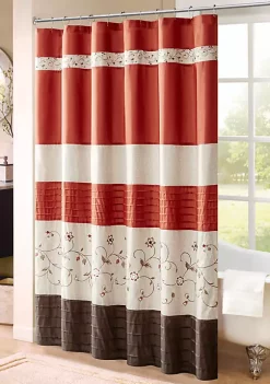 Hot Sale 👍 Madison Park Serene Faux Silk Embroidered Floral Shower Curtain 🔥 -Madison Park Shop Belk 1146