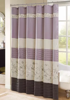 Hot Sale 👍 Madison Park Serene Faux Silk Embroidered Floral Shower Curtain 🔥 -Madison Park Shop Belk 1148