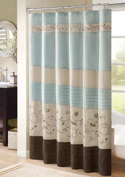 Hot Sale 👍 Madison Park Serene Faux Silk Embroidered Floral Shower Curtain 🔥 -Madison Park Shop Belk 1149