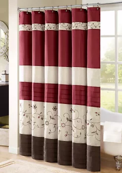 Hot Sale 👍 Madison Park Serene Faux Silk Embroidered Floral Shower Curtain 🔥 -Madison Park Shop Belk 1150