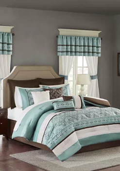 Flash Sale 🤩 Madison Park Essentials Jelena 24-Piece Complete Comforter Set - Seafoam ✔️ -Madison Park Shop Belk 1196