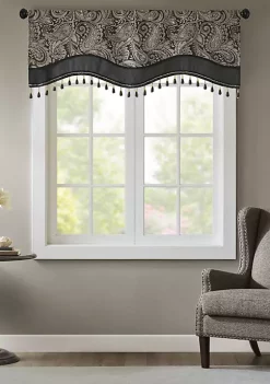 Cheap 🤩 Madison Park Aubrey Jacquard Window Rod Pocket Valance with Beads 😉
