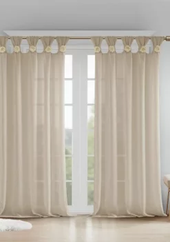 Discount 🤩 Madison Park Rosette Floral Embellished Cuff Tab Top Solid Window Panel 🎉 -Madison Park Shop Belk 1332