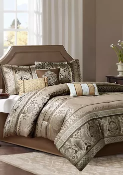 New 💯 Madison Park Bellagio 7-Piece Jacquard Comforter Set- Brown ⭐