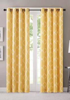 Hot Sale 😀 Madison Park Saratoga Fretwork Print Grommet Top Window Curtain 👍 -Madison Park Shop Belk 1541
