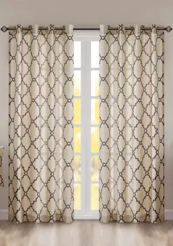 Hot Sale 😀 Madison Park Saratoga Fretwork Print Grommet Top Window Curtain 👍 -Madison Park Shop Belk 1542