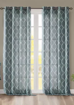 Hot Sale 😀 Madison Park Saratoga Fretwork Print Grommet Top Window Curtain 👍 -Madison Park Shop Belk 1545