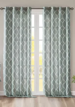 Hot Sale 😀 Madison Park Saratoga Fretwork Print Grommet Top Window Curtain 👍 -Madison Park Shop Belk 1546