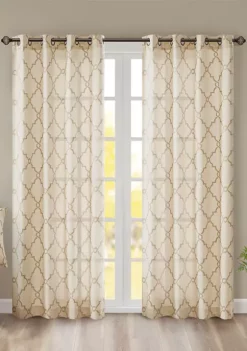 Hot Sale 😀 Madison Park Saratoga Fretwork Print Grommet Top Window Curtain 👍 -Madison Park Shop Belk 1547