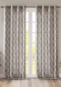 Hot Sale 😀 Madison Park Saratoga Fretwork Print Grommet Top Window Curtain 👍 -Madison Park Shop Belk 1548