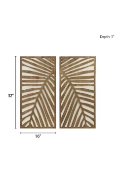 Cheap 🧨 Madison Park Birch Palms Carved Wall Panel 2 Piece Set ❤️ -Madison Park Shop Belk 1564