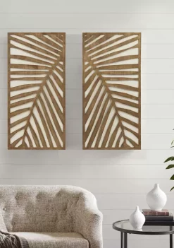 Cheap 🧨 Madison Park Birch Palms Carved Wall Panel 2 Piece Set ❤️ -Madison Park Shop Belk 1565