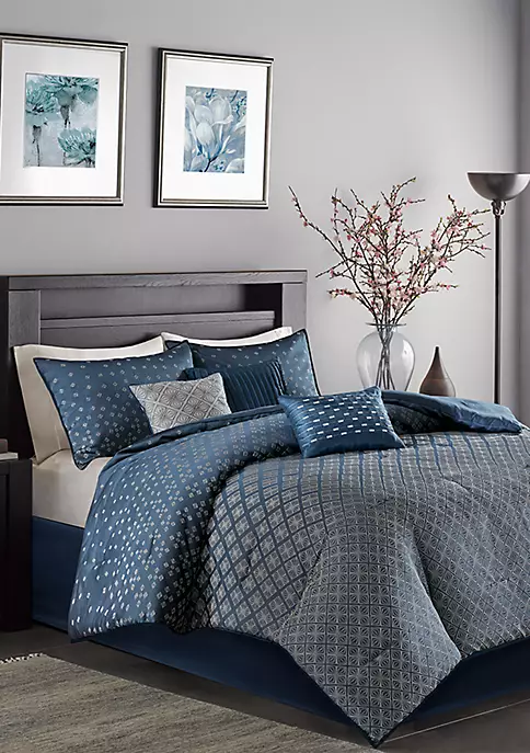 Promo โญ Madison Park Biloxi 7 Piece Comforter Set- Navy ๐ 7 Promo โญ Madison Park Biloxi 7 Piece Comforter Set- Navy ๐ - Image 7