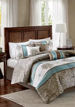 Brand new 🥰 Madison Park Caroline Jacquard 7-Piece Comforter Set - Blue 🔔