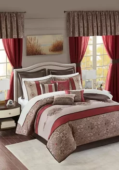 Cheap 🥰 Madison Park Essentials Delaney 24-Piece Complete Comforter Set - Red 😀 -Madison Park Shop Belk 182