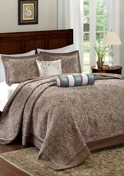 Coupon 🧨 Madison Park Aubrey 5-Piece Jacquard in Blue Bedspread Set 🥰