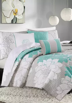 New ❤️ Madison Park Lola 6-Piece Quilted Aqua Coverlet Set 🤩 -Madison Park Shop Belk 1902
