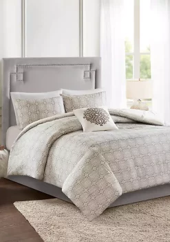 Best Pirce ⌛ Madison Park Malia 4 Piece Embroidered Cotton Reversible Duvet Cover Set ✨