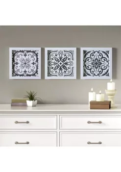 Cheapest ✔️ Madison Park Montage Printed Distressed Tile Pattern Deco Box Wall Art 3 Piece 14x14" Set 🧨