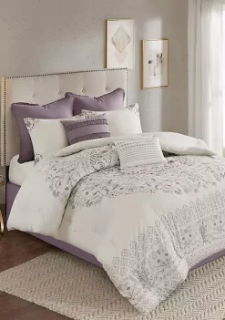 Best Sale 🎁 Madison Park Elise 8 Piece Cotton Printed Reversible Comforter Set 👏 -Madison Park Shop Belk 2167