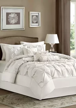 Promo 😀 Madison Park Laurel 7-Piece Comforter Set- White 😀