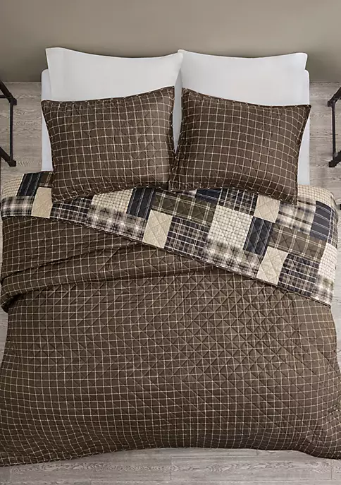 New 👏 Madison Park Timber 3 Piece Reversible Printed Coverlet Set 😀 3 New 👏 Madison Park Timber 3 Piece Reversible Printed Coverlet Set 😀 - Image 3