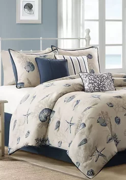 Best deal 🎉 Madison Park Bayside Blue 7-Piece California King Comforter Set 104-in. x 92-in. 🤩