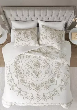 Hot Sale 🌟 Madison Park Violette 3 Piece Tufted Cotton Chenille Duvet Cover Set ⭐