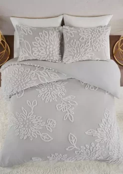 Best Sale 🧨 Madison Park Veronica 3 Piece Tufted Cotton Chenille Floral Duvet Cover Set 👍 -Madison Park Shop Belk 2343