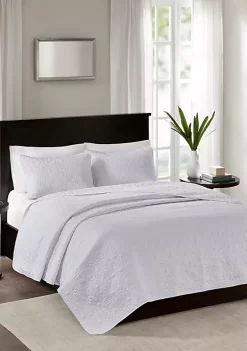 Promo 🎉 Madison Park Quebec 3-Piece Coverlet White Mini Set ⭐ -Madison Park Shop Belk 2371