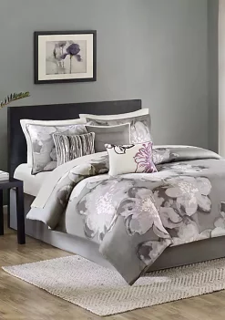 Best Sale 😉 Madison Park Serena 7-Piece Grey Comforter Set ❤️ -Madison Park Shop Belk 2394