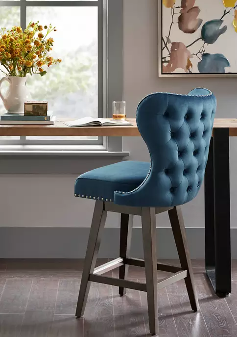 Top 10 🤩 Madison Park Hancock High Wingback Button Tufted Upholstered 27 Inch Swivel Counter Stool with Nailhead Accent 🔔 7 Top 10 🤩 Madison Park Hancock High Wingback Button Tufted Upholstered 27 Inch Swivel Counter Stool with Nailhead Accent 🔔 - Image 7