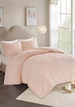 Outlet 🛒 Madison Park Laetitia 3-Piece Cotton Chenille Comforter Set- Blush 👏