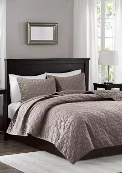 Outlet ⭐ Madison Park Harper Faux Velvet Reversible 3 Piece Coverlet Set ✔️ -Madison Park Shop Belk 2533