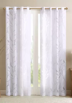 Flash Sale 💯 Madison Park Averil Grommet Top Sheer Bird on Branches Burnout Window Curtain 🔔
