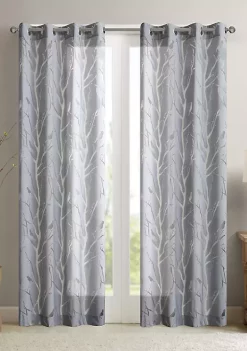 Flash Sale 💯 Madison Park Averil Grommet Top Sheer Bird on Branches Burnout Window Curtain 🔔 -Madison Park Shop Belk 2604