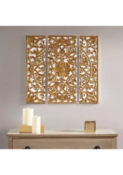 Best Pirce 🎁 Madison Park Gold Medallion 3 Piece Canvas Set Medallion 3D Design ❤️