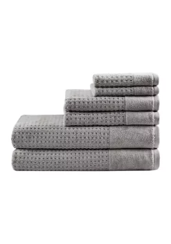 Wholesale 😉 Madison Park Spa Waffle Cotton Jacquard Antimicrobial Bath Towel 6 Piece Set ✔️ -Madison Park Shop Belk 2720