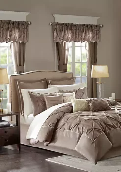 Deals 🛒 Madison Park Essentials Joella 24-Piece Complete Comforter Set - Taupe 👏