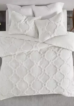 New 💯 Madison Park Pacey 3 Piece Tufted Cotton Chenille Geometric Duvet Cover Set ⌛ -Madison Park Shop Belk 2788