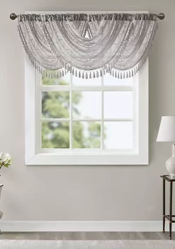 Top 10 🥰 Madison Park Irina Diamond Sheer Embroidered Waterfall Valance ⌛ -Madison Park Shop Belk 2805