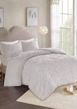 Coupon 😉 Madison Park Laetitia 3-Piece Cotton Chenille Comforter Set- Grey 😀