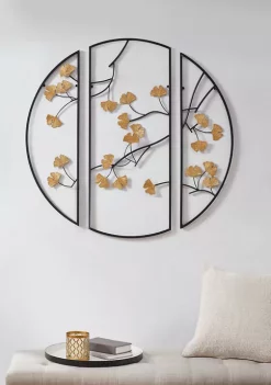 Discount 🛒 Madison Park Golden Gingko Leaves Metal Wall Decor 3pc Set 👏