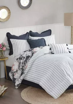 New 🔔 Madison Park Mavis 8 Piece Cotton Printed Reversible Comforter Set 🔔 -Madison Park Shop Belk 2938