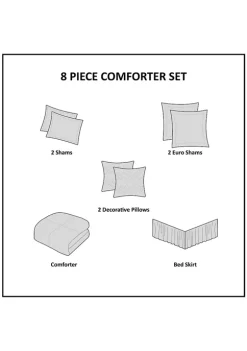 New 🔔 Madison Park Mavis 8 Piece Cotton Printed Reversible Comforter Set 🔔 -Madison Park Shop Belk 2940