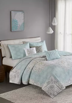 Outlet 💯 Madison Park Lucinda 6 Piece Reversible Cotton Sateen Coverlet Set 🧨 -Madison Park Shop Belk 2960